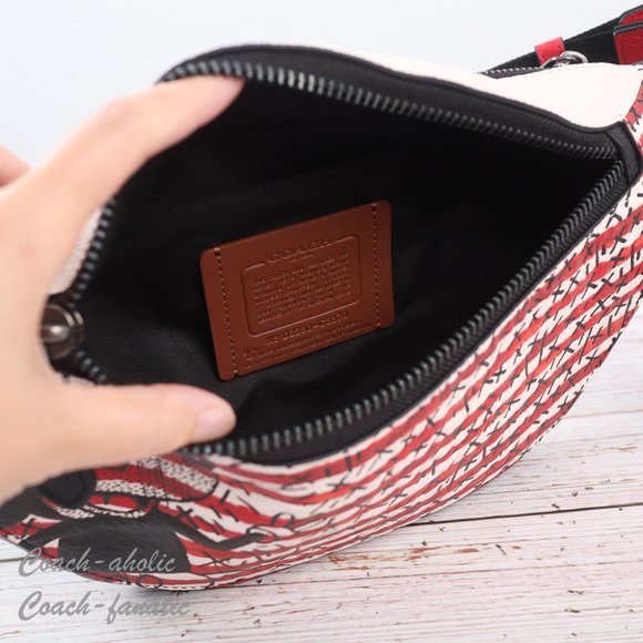 NWT Coach C6870 Disney Mickey Mouse X Keith Haring Stripe Warren Belt Bag - Picture 10 of 10